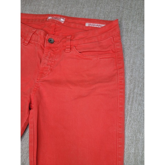 Guess Brittney Cropped Pants Women 29 Orange Denim Mid Rise Stretch Skinny Capri - Picture 15 of 15
